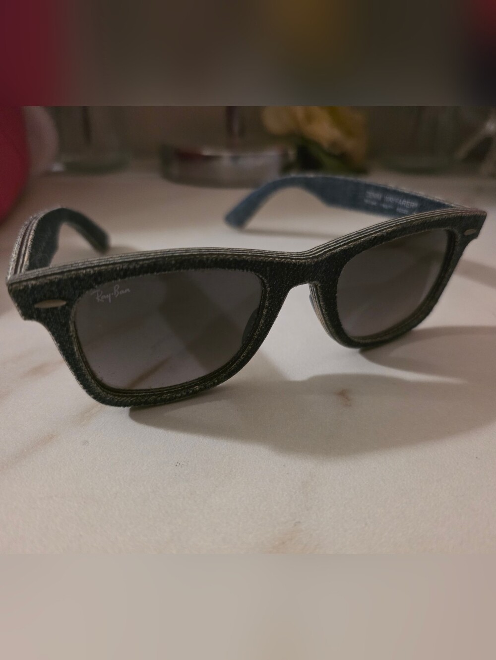 Ray-Ban Denim-Texture Wayfarer Sunglasses with Smoke Lenses